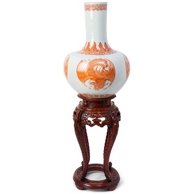 Lot 106 - A Large Chinese Iron Red Porcelain Bottle Vase
