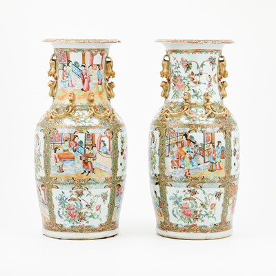 Lot 97 - A Pair of Chinese Porcelain Rose Medallion Vases