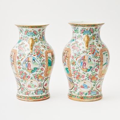 Lot 98 - A Pair of Chinese Porcelain Rose Medallion Vases