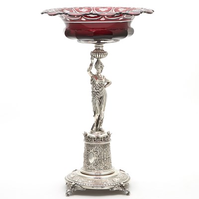 Lot 267 - Silver-Plate and Blown and Cut Glass Figural Compote