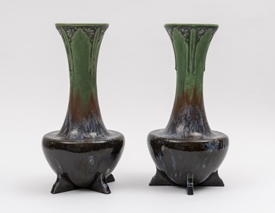 Lot 1127 - Pair of Glazed Weller-type Art Pottery Vases