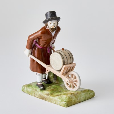 Lot 680 - Russian Porcelain Figure of a Man with Wheelbarrow