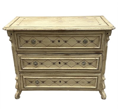 Lot 1109 - Louis XV Style Paint-decorated Chest of Three Drawers