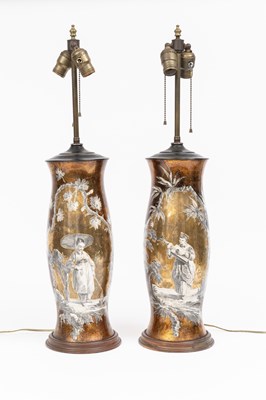 Lot 1147 - Pair of Chinoiserie-decorated Decoupage Lamps