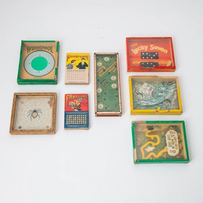 Lot 434 - Group of Six Dexterity Puzzle Games and Two Miniature Lotto Punch Boards