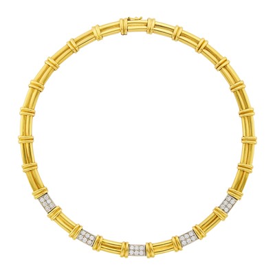 Lot 1203 - Two-Color Gold and Diamond Necklace