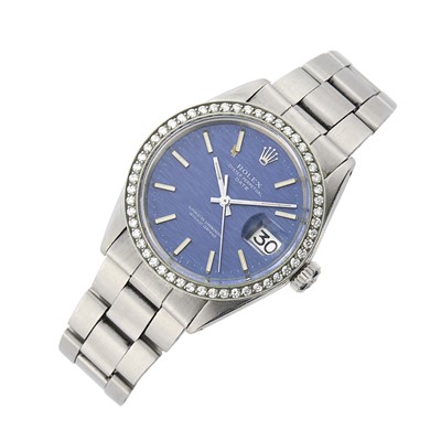 Lot 1054 - Rolex Gentleman's Stainless Steel and Diamond 'Date' Wristwatch, Ref. 1501