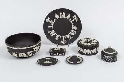 Lot 1113 - Group of Wedgwood Black and White Jasperware Table Articles
