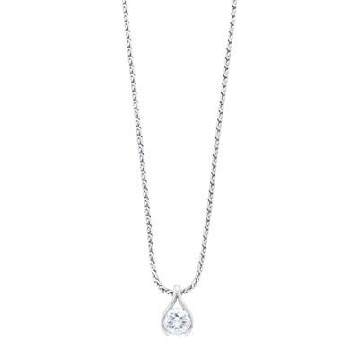 Lot 1074 - White Gold and Diamond Pendant with Chain Necklace