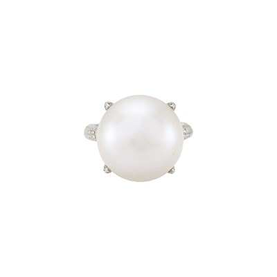 Lot 2234 - White Gold, South Sea Cultured Pearl and Diamond Ring