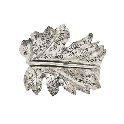 Lot 2280 - Buccellati Sterling Silver Leaf Cuff Bangle Bracelet