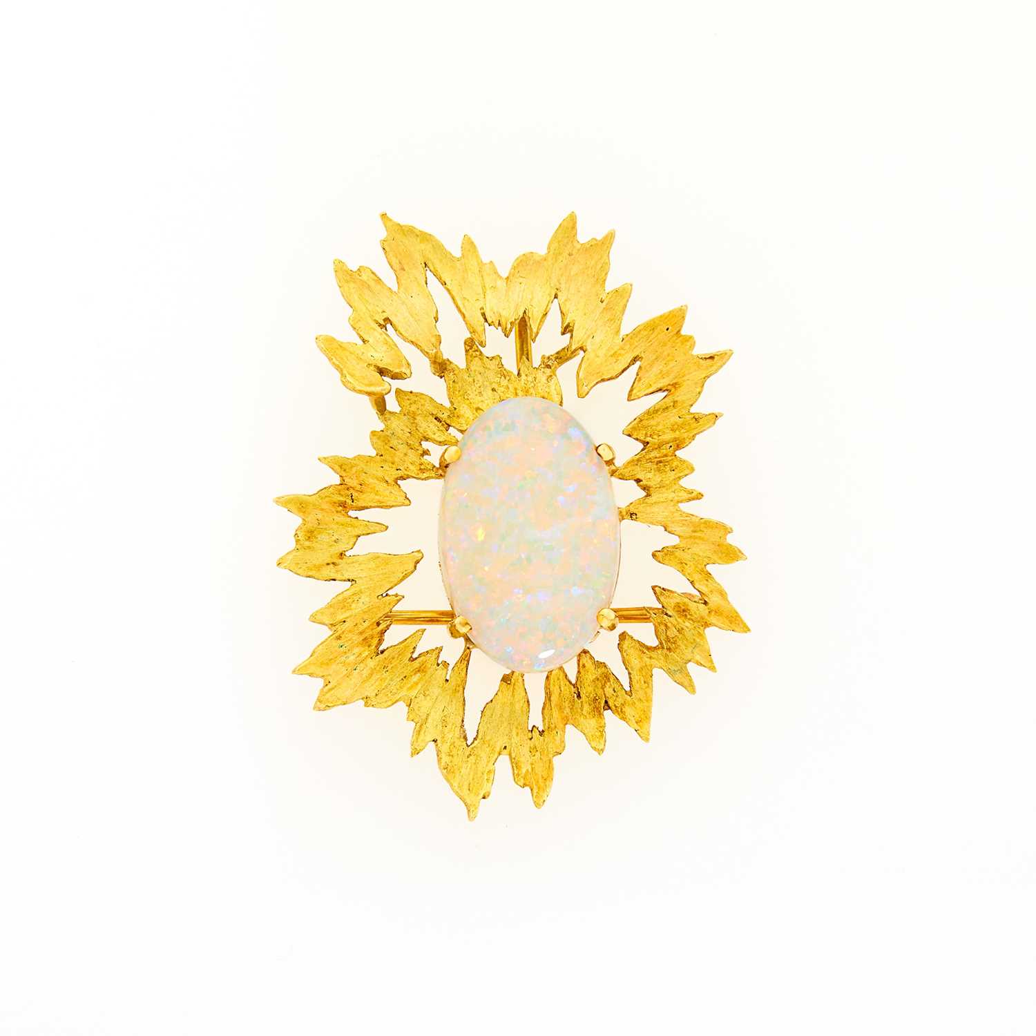 Lot 2046 - Gold and White Opal Pendant-Brooch
