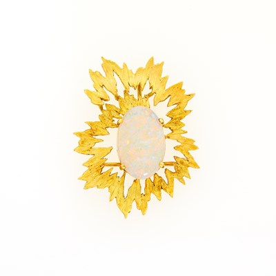 Lot 2046 - Gold and White Opal Pendant-Brooch