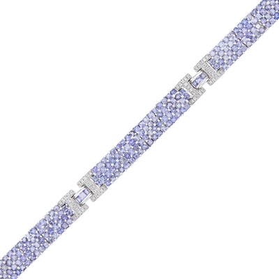 Lot 2203 - White Gold, Tanzanite and Diamond Bracelet