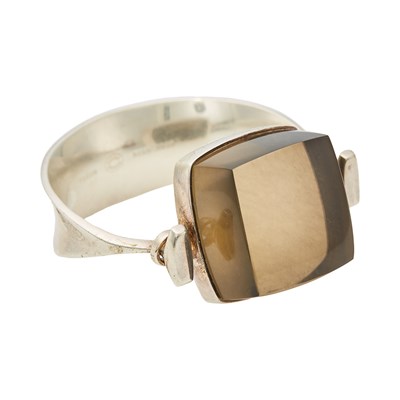 Lot 2282 - Georg Jensen Sterling Silver and Smoky Quartz Bangle Bracelet