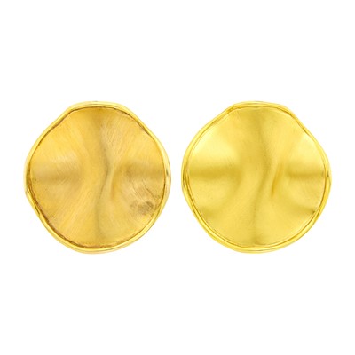 Lot 1058 - J. Gabriel Pair of Gold Disc Earclips