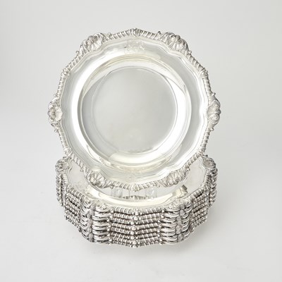 Lot 143 - Set of Nine George III Sterling Silver Soup Plates