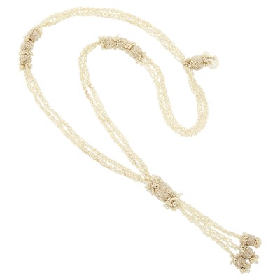 Lot 2141 - Antique Braided Seed Pearl Necklace Sautoir Fringe Necklace