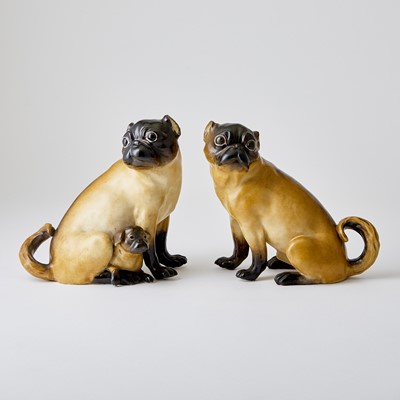 Lot 440 - Pair of Meissen Porcelain Figures of Pugs