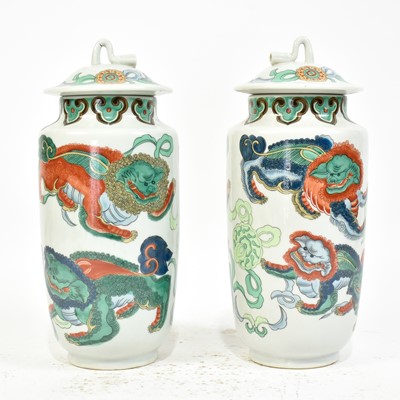 Lot 20 - Pair of Chinese Porcelain Lidded Jars