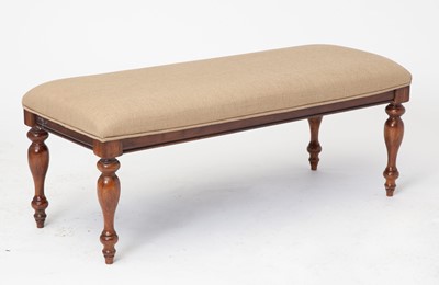 Lot 286 - Italian Walnut Turned Leg Upholstered Bench