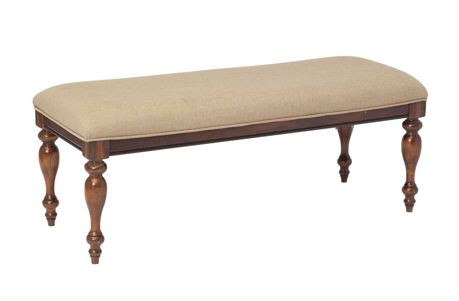 Lot 286 - Italian Walnut Turned Leg Upholstered Bench