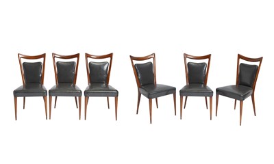 Lot 784 - Set of Six Erno Fabry Upholstered Walnut Model 614 Dining Chairs