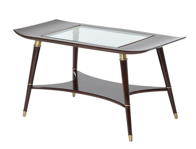 Lot 783 - Carlo Enrico Rava Stained Wood, Brass and Glass Coffee Table