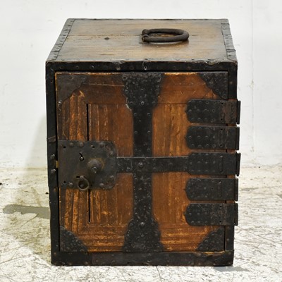 Lot 46 - Asian Metal Mounted Travel Chest