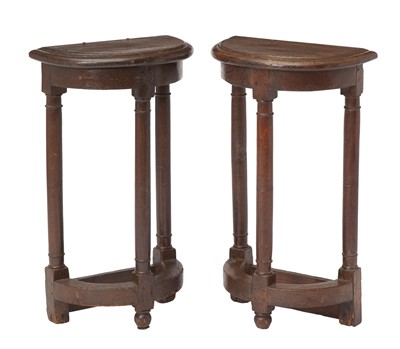 Lot 354 - Pair of Continental Walnut Small Demilune Tables