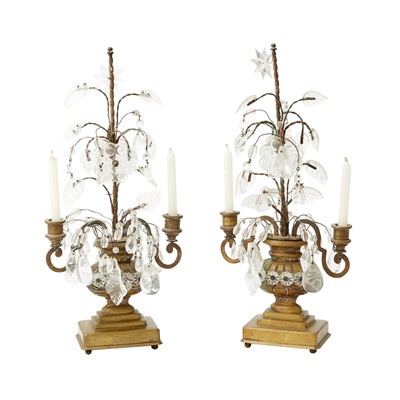 Lot 226 - Pair of Bagues Style Two Light Candelabra