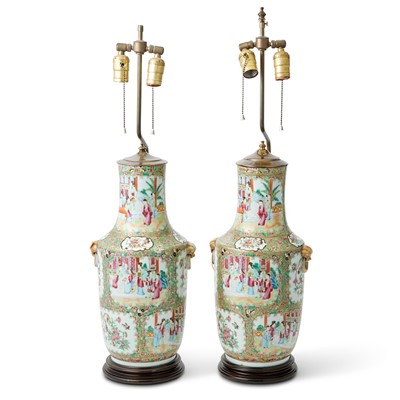 Lot 101 - Pair of Rose Medallion Lamps