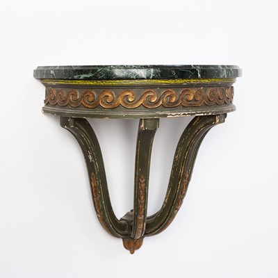 Lot 368 - Pair of Marble Top Painted Wood Wall Brackets