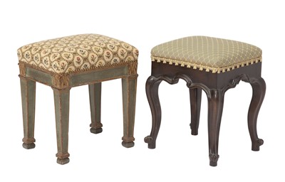 Lot 351 - Two French Style Upholstered Painted Stools