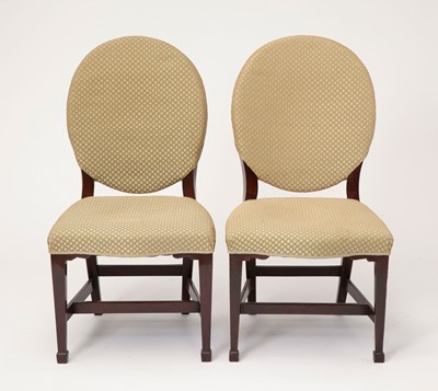 Lot 362 - Set of Six George III Style Upholstered Mahogany Dining Side Chairs