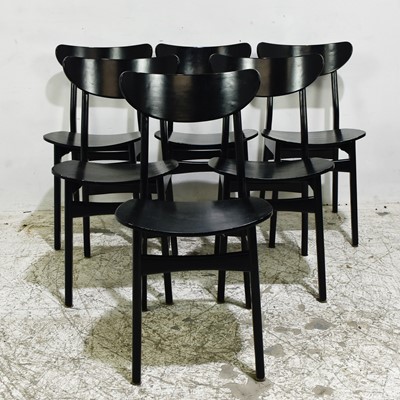 Lot 53 - Set of Six Modern Black-Painted Wood Dining Chairs