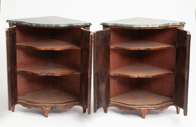 Lot 451 - Pair of Continental Neoclassical Kingwood Parquetry Encoignures