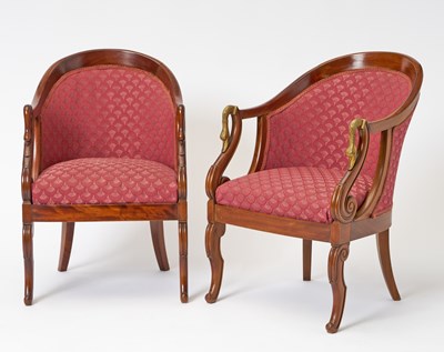 Lot 317 - Louis Phillipe Style Gilt-mounted Mahogany Swan's Head Armchair