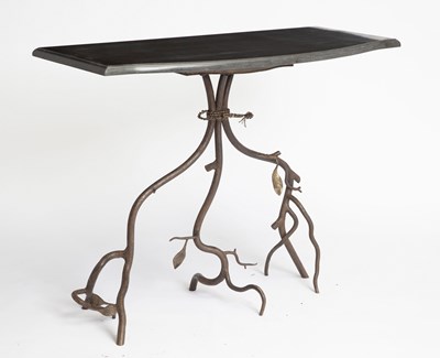 Lot 835 - Carl Gillberg Style Iron and Marble Branch Form Console