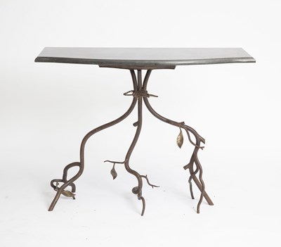 Lot 835 - Carl Gillberg Style Iron and Marble Branch Form Console