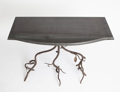 Lot 835 - Carl Gillberg Style Iron and Marble Branch Form Console