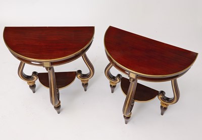 Lot 244 - Pair of Baltic Style Mahogany and Parcel Gilt Consoles