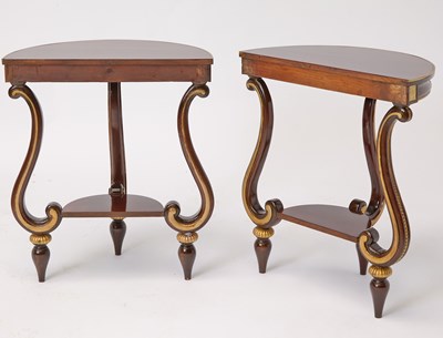Lot 244 - Pair of Baltic Style Mahogany and Parcel Gilt Consoles