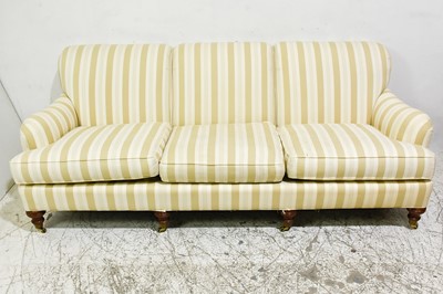 Lot 57 - Modern Cream Striped Upholstered Sofa