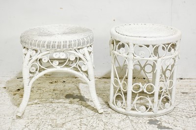 Lot 59 - White-Painted Wicker Stool