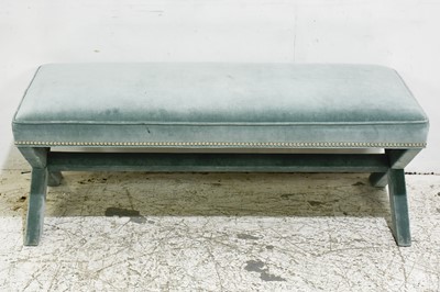 Lot 61 - Pale Blue Velvet Upholstered X-Form Bench