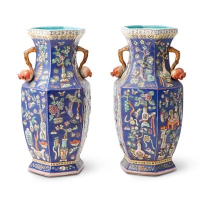 Lot 198 - A Pair of Chinese Enameled Porcelain Vases