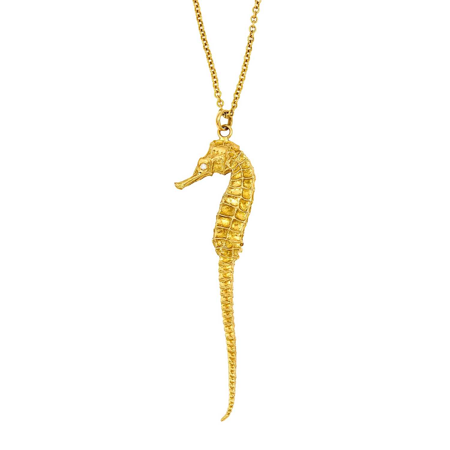 Lot 1093 - Patrick Mavros Gold and Diamond Seahorse Pendant with Chain Necklace