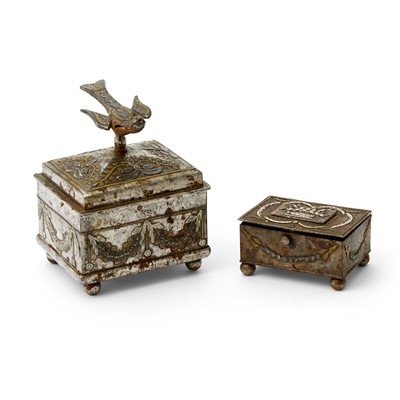 Lot 712 - Tula Steel Sewing Box; Together with a Tula Steel Small Covered Box