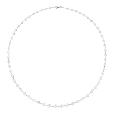 Lot 1068 - White Gold and Diamond Chain Necklace